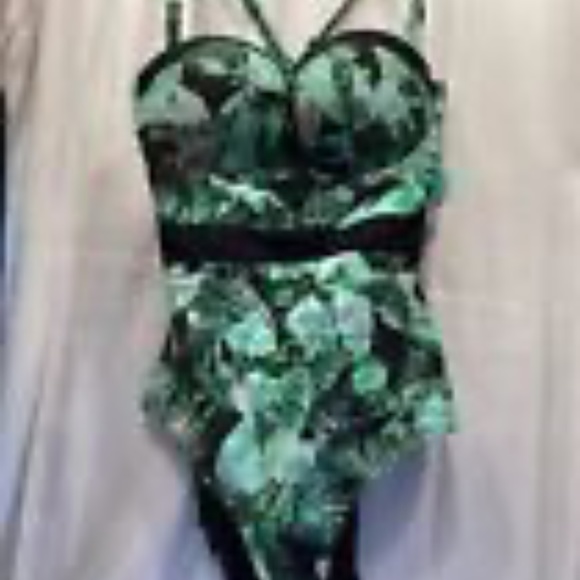 TORRID VIXEN PALM CUTOUT MESH UNDERWIRE PUSH UP ONE PIECE SWIMSUIT 4 4X 26 - Picture 2 of 6